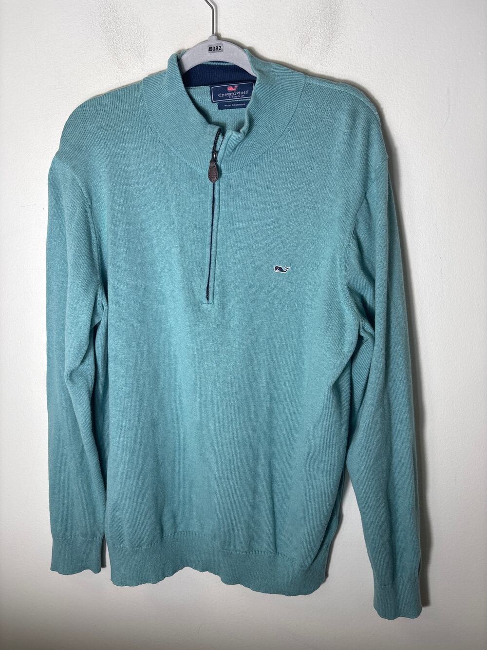 Men's Vineyard Vines Aqua 1/4 Zip Pullover Sweater Sz l